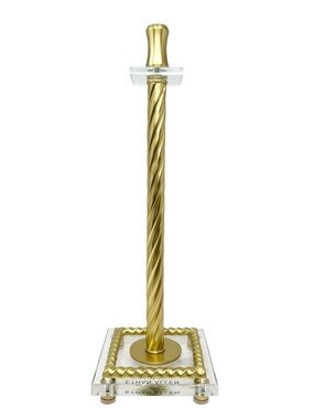Ethan Allen 18” Tall Candlestick Holder Spiral/Twisted Brass & Acrylic EUC